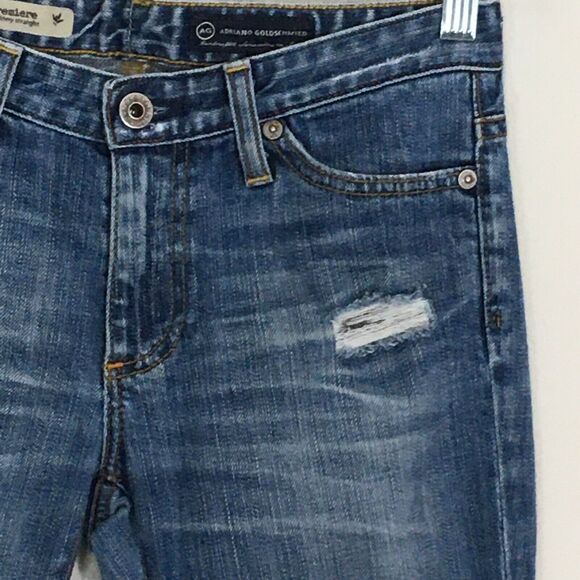 Adriano Goldschmied AG Premiere Skinny Straight Jeans Distressed Ripped Size 25 - Picture 11 of 12